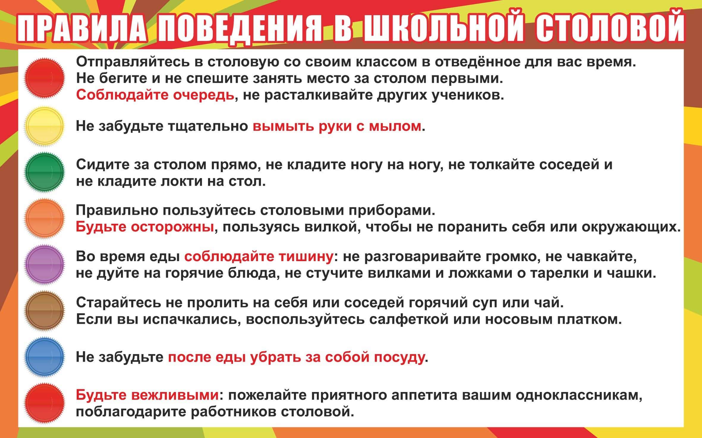Правила поведения в школьной столовой
